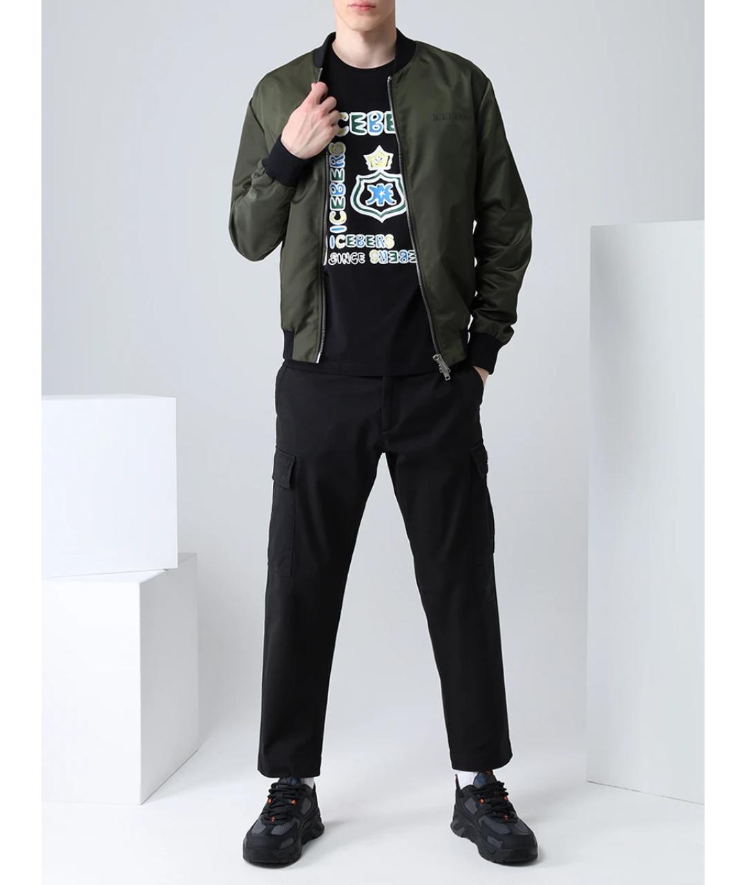 ICEBERG Черные хлопковые повседневные брюки, фото 2