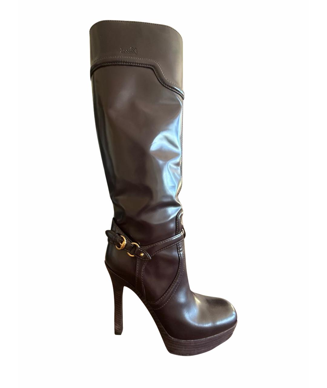 GUCCI Коричневые кожаные сапоги, фото 1