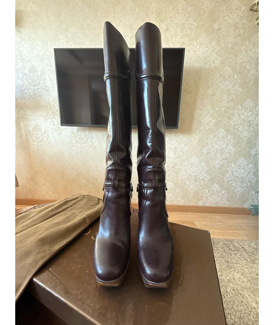 GUCCI Коричневые кожаные сапоги, фото 2