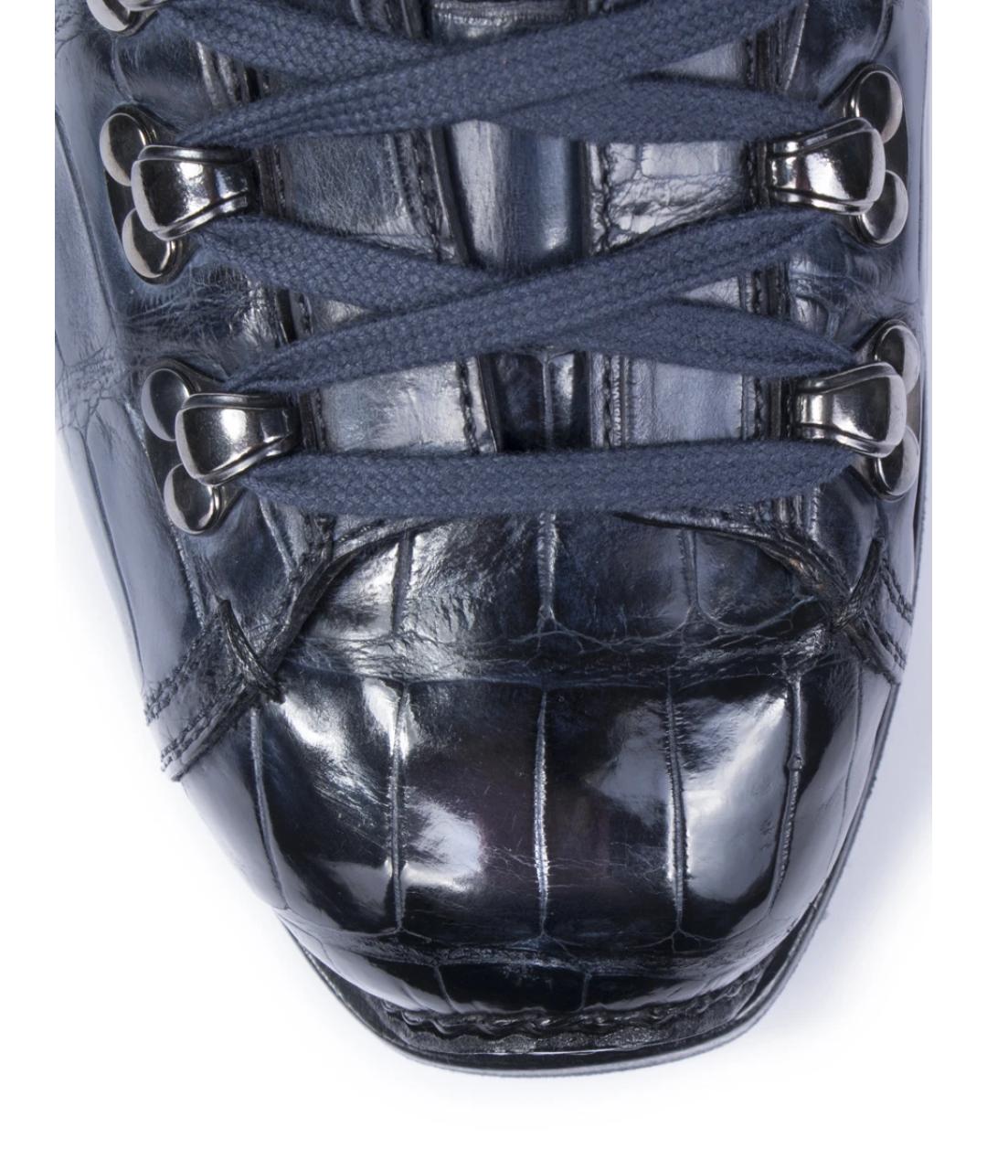 SANTONI Синие высокие ботинки из экзотической кожи, фото 5