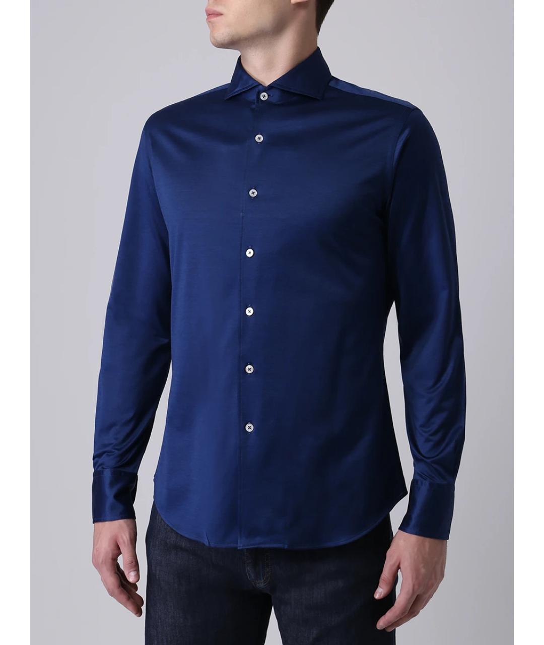 CANALI Синяя хлопковая кэжуал рубашка, фото 4