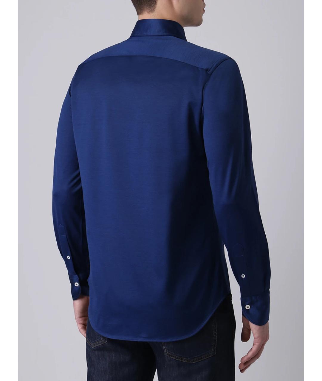 CANALI Синяя хлопковая кэжуал рубашка, фото 3