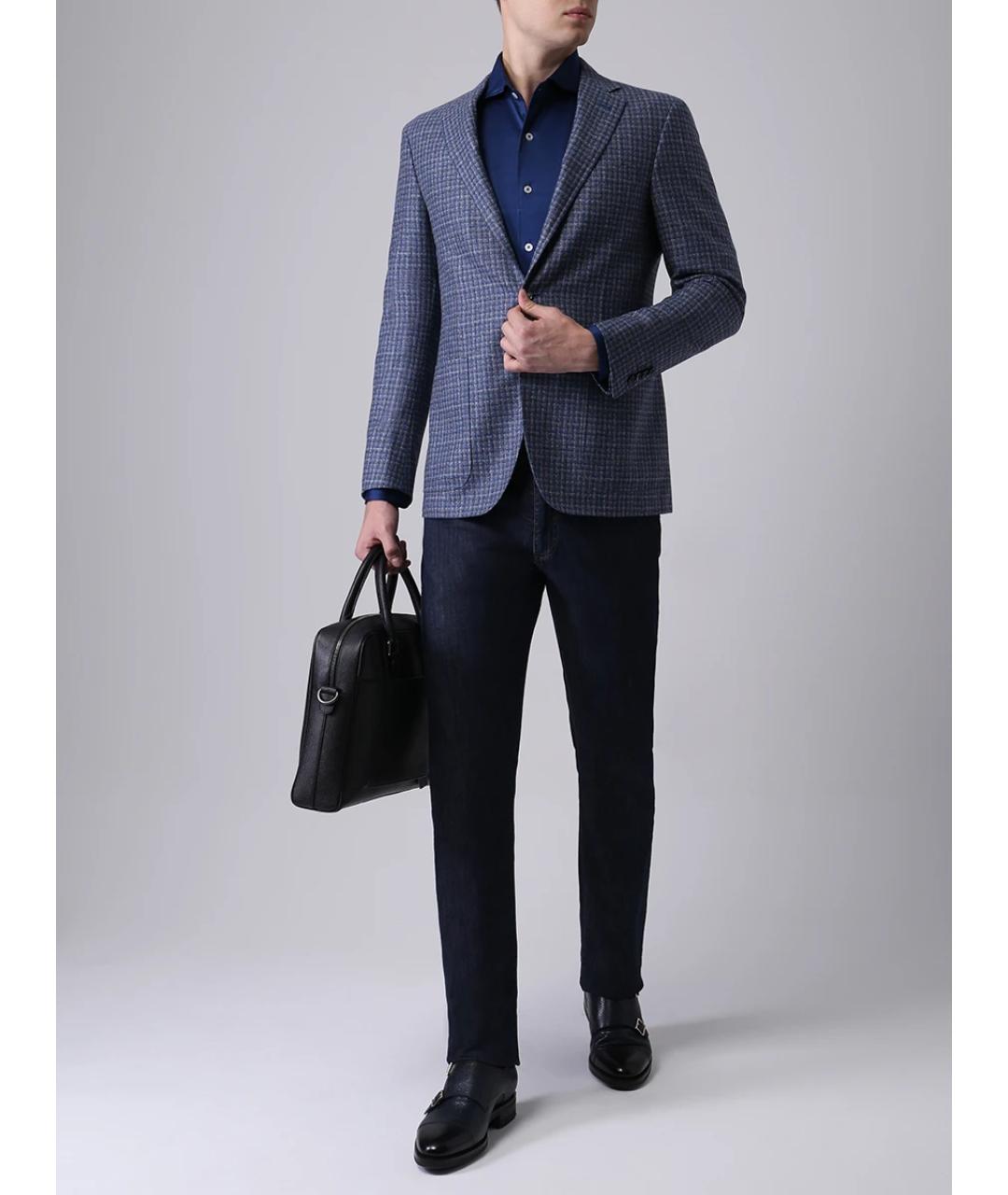 CANALI Синяя хлопковая кэжуал рубашка, фото 2