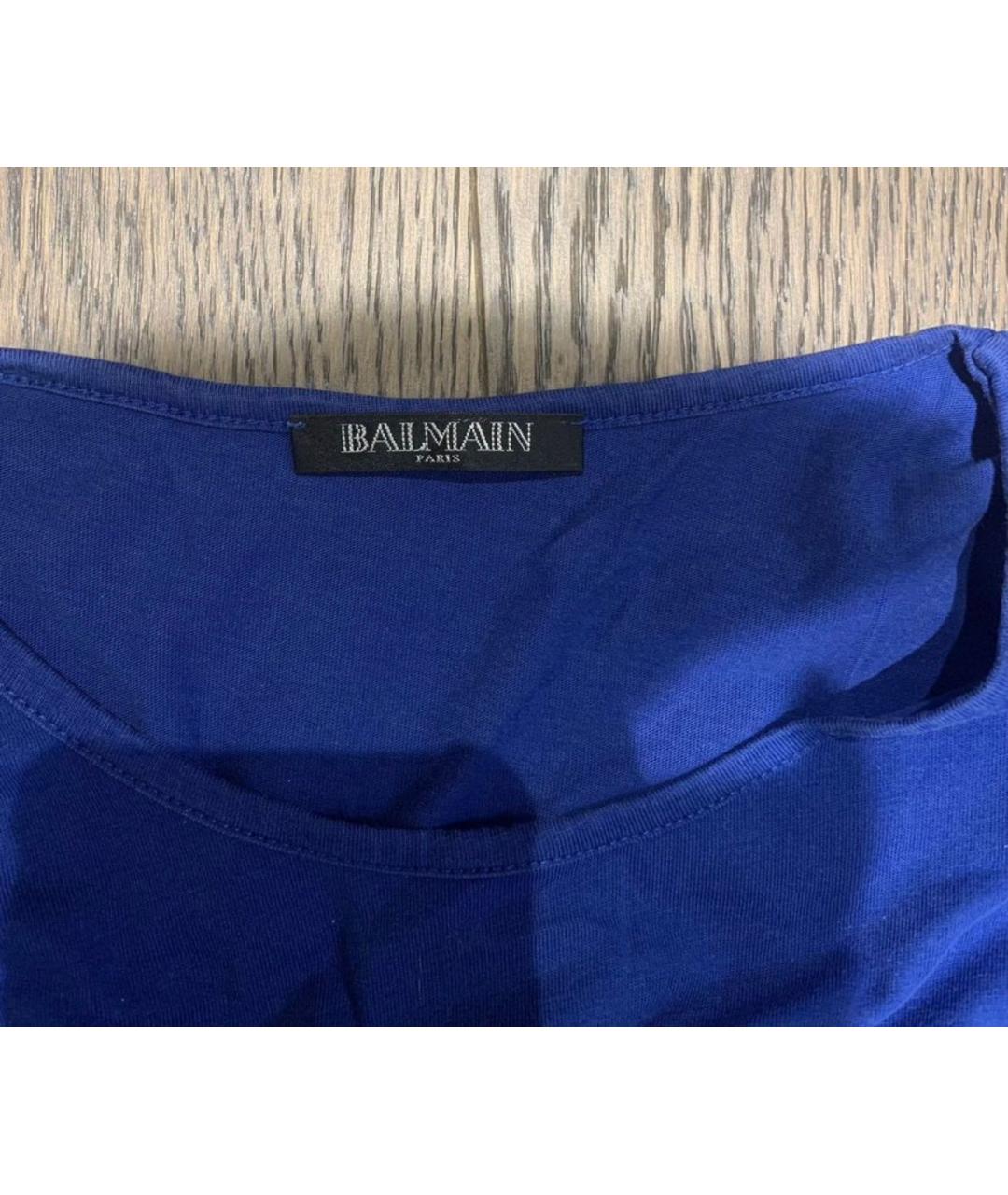 BALMAIN Синяя хлопковая майка, фото 4