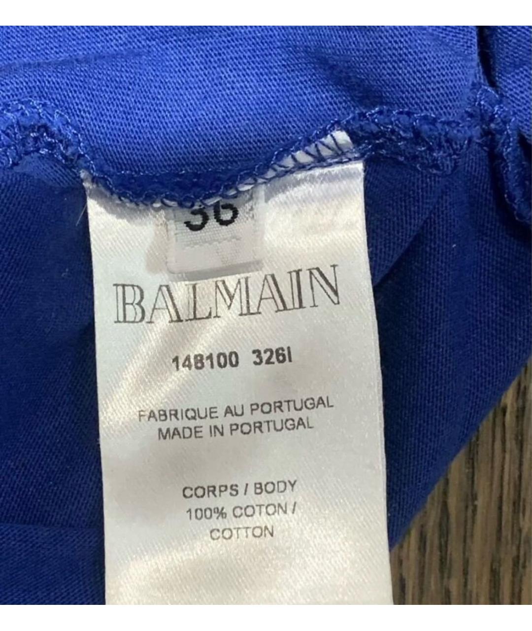 BALMAIN Синяя хлопковая майка, фото 5