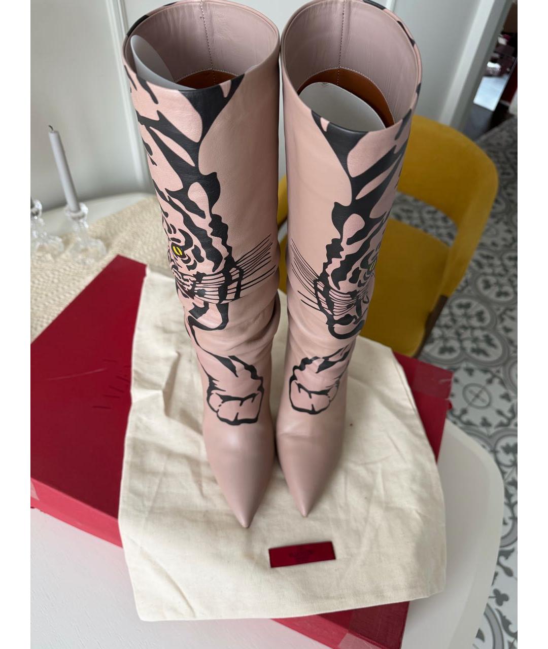 VALENTINO Розовые кожаные сапоги, фото 3