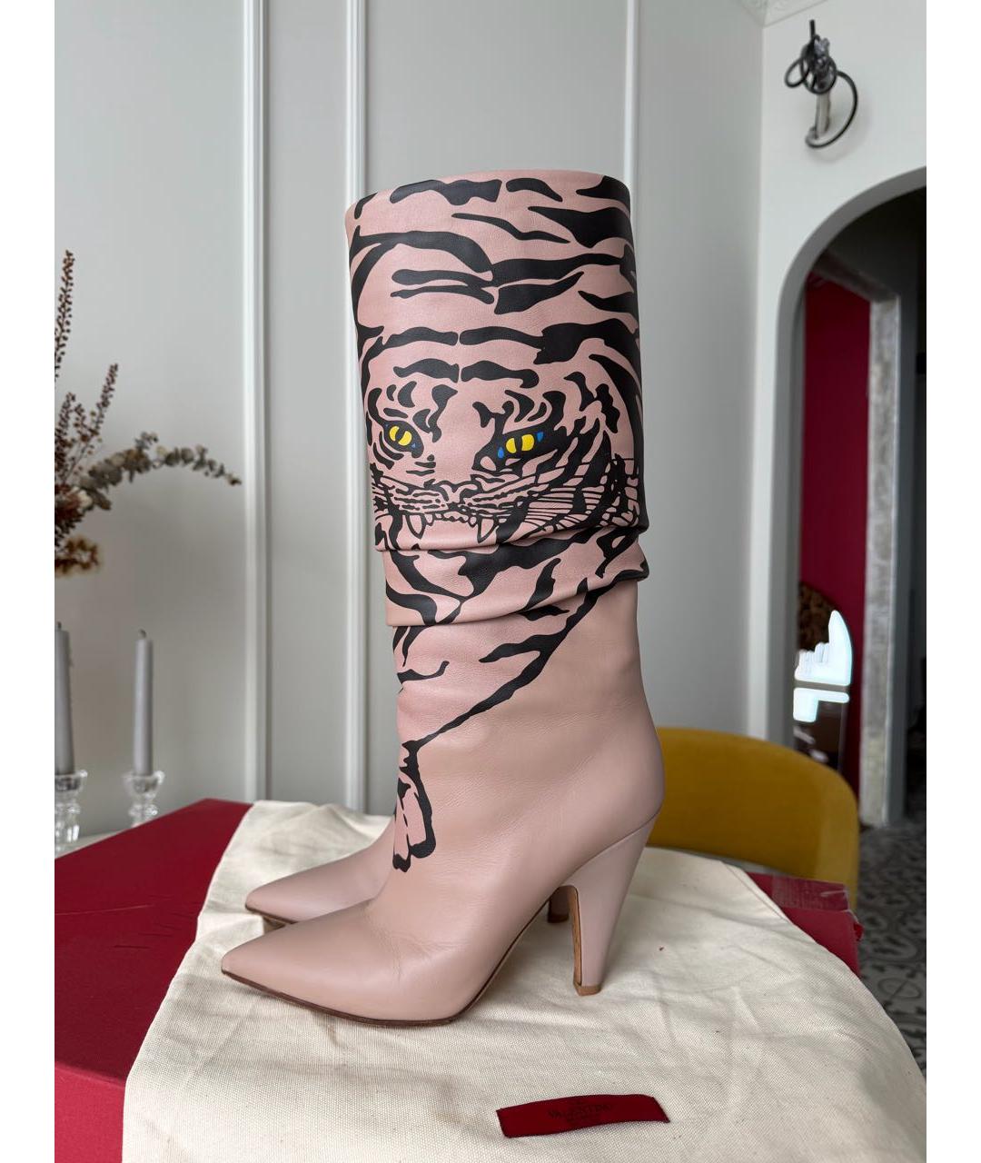 VALENTINO Розовые кожаные сапоги, фото 9