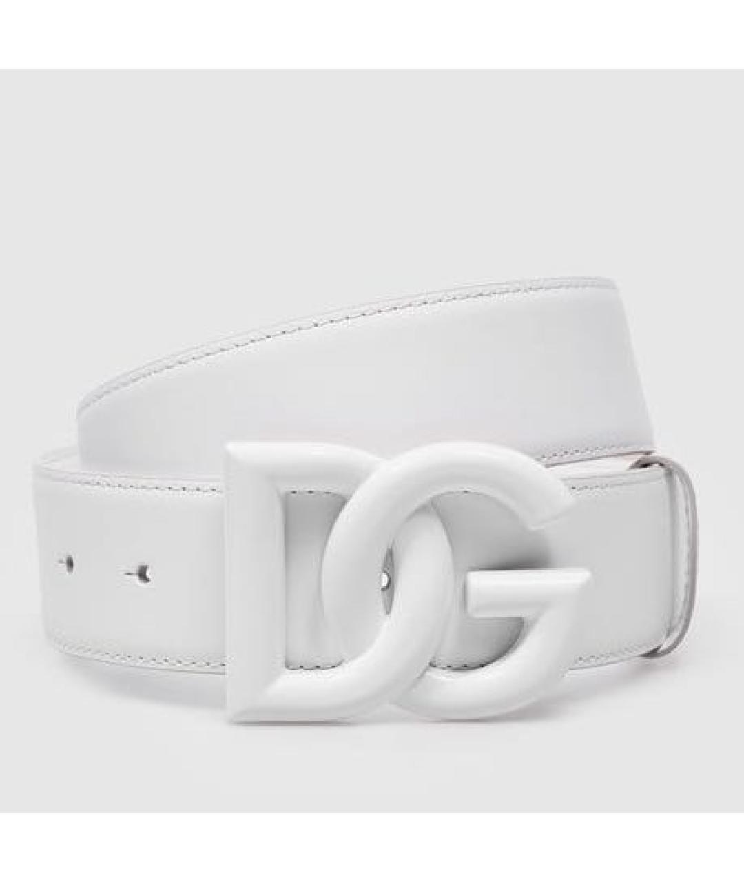 DOLCE&GABBANA Белый кожаный ремень, фото 5