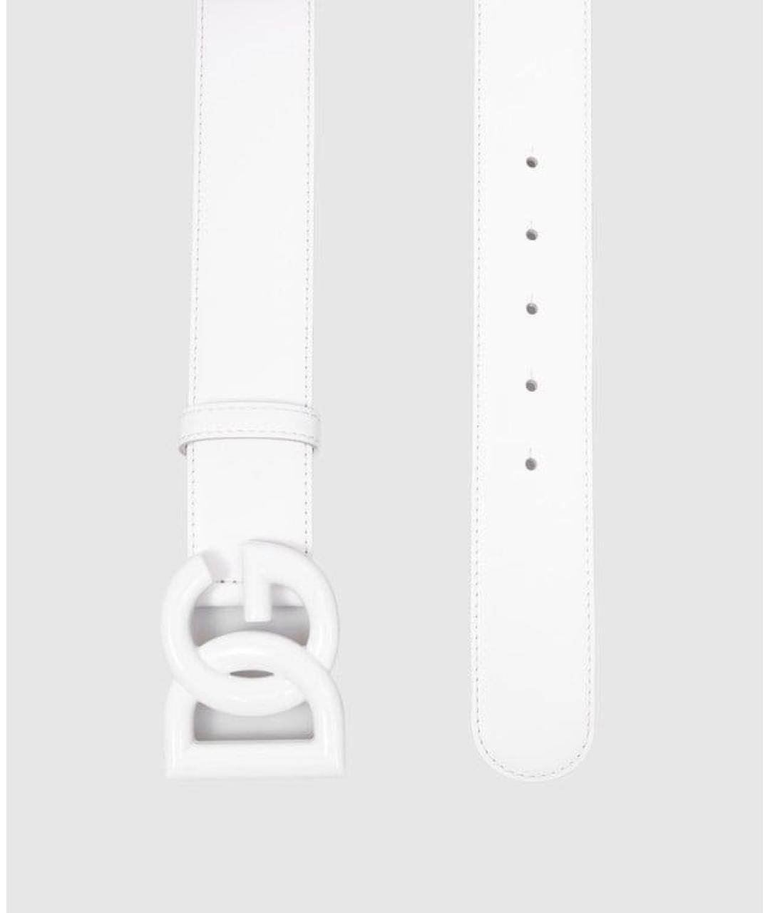 DOLCE&GABBANA Белый кожаный ремень, фото 3