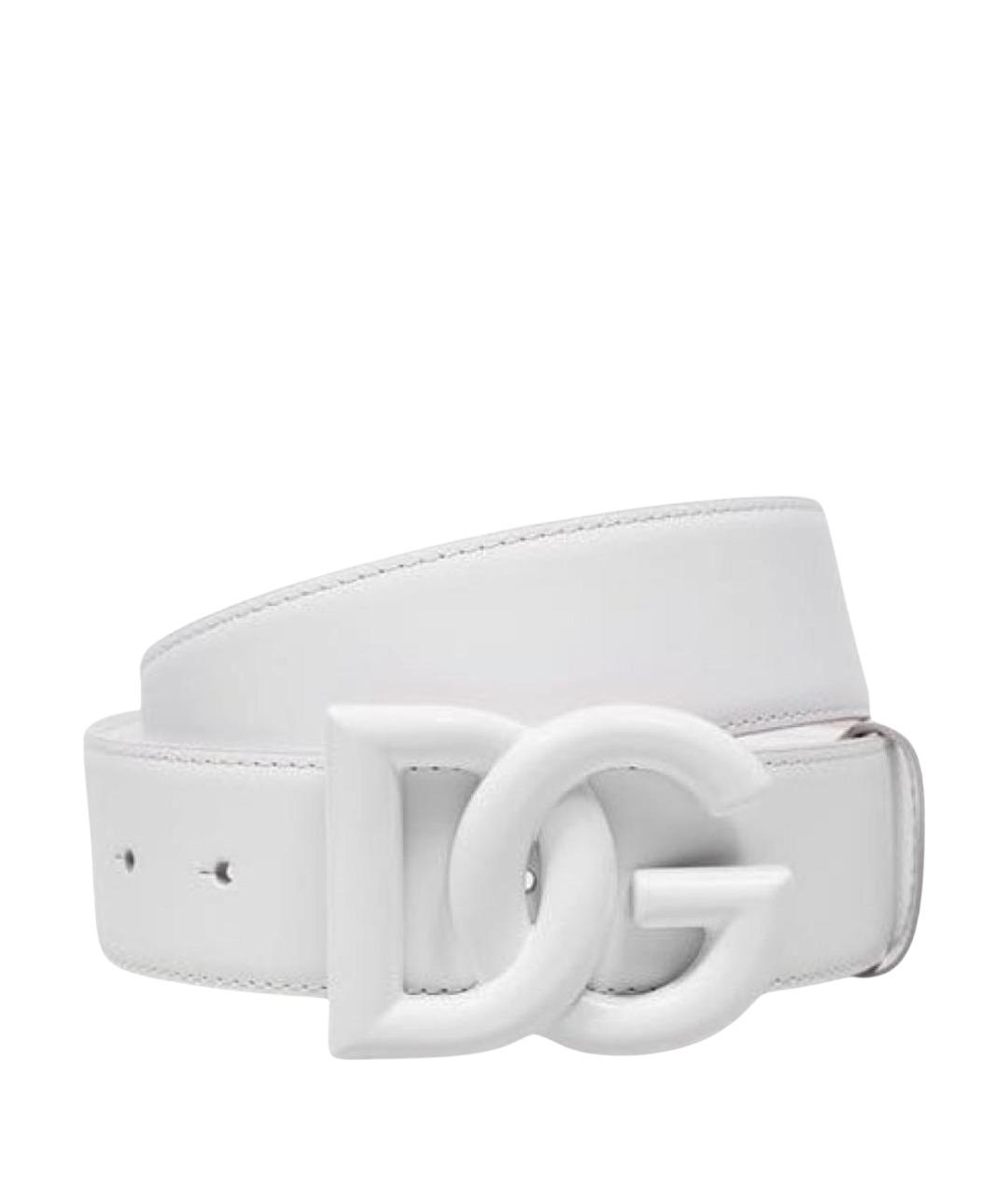 DOLCE&GABBANA Белый кожаный ремень, фото 1