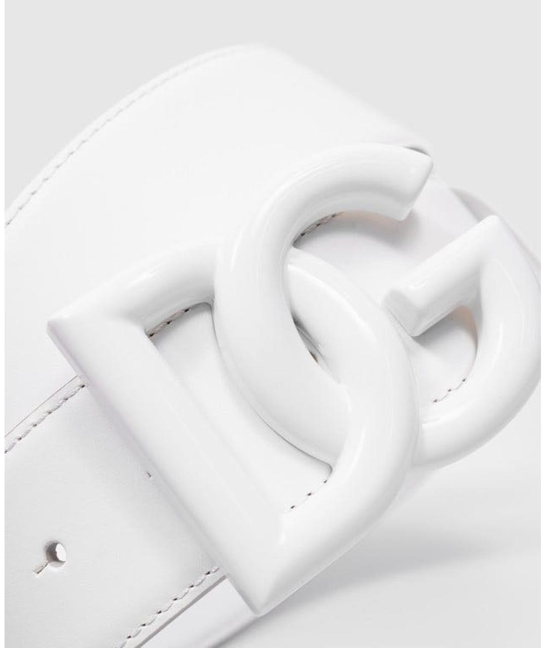 DOLCE&GABBANA Белый кожаный ремень, фото 4