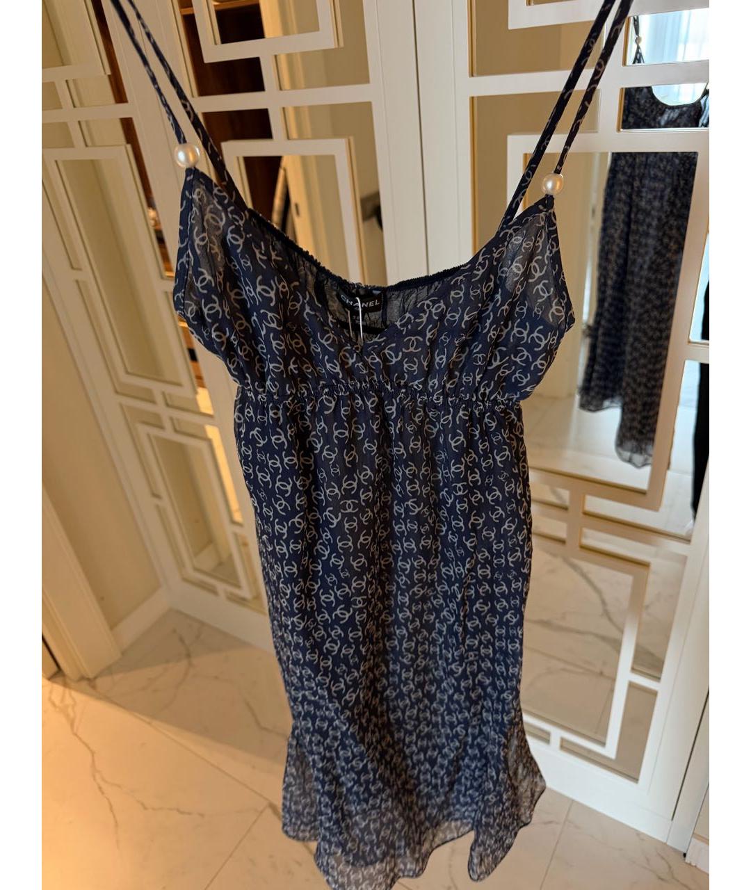 CHANEL Темно-синий шелковый сарафан, фото 8