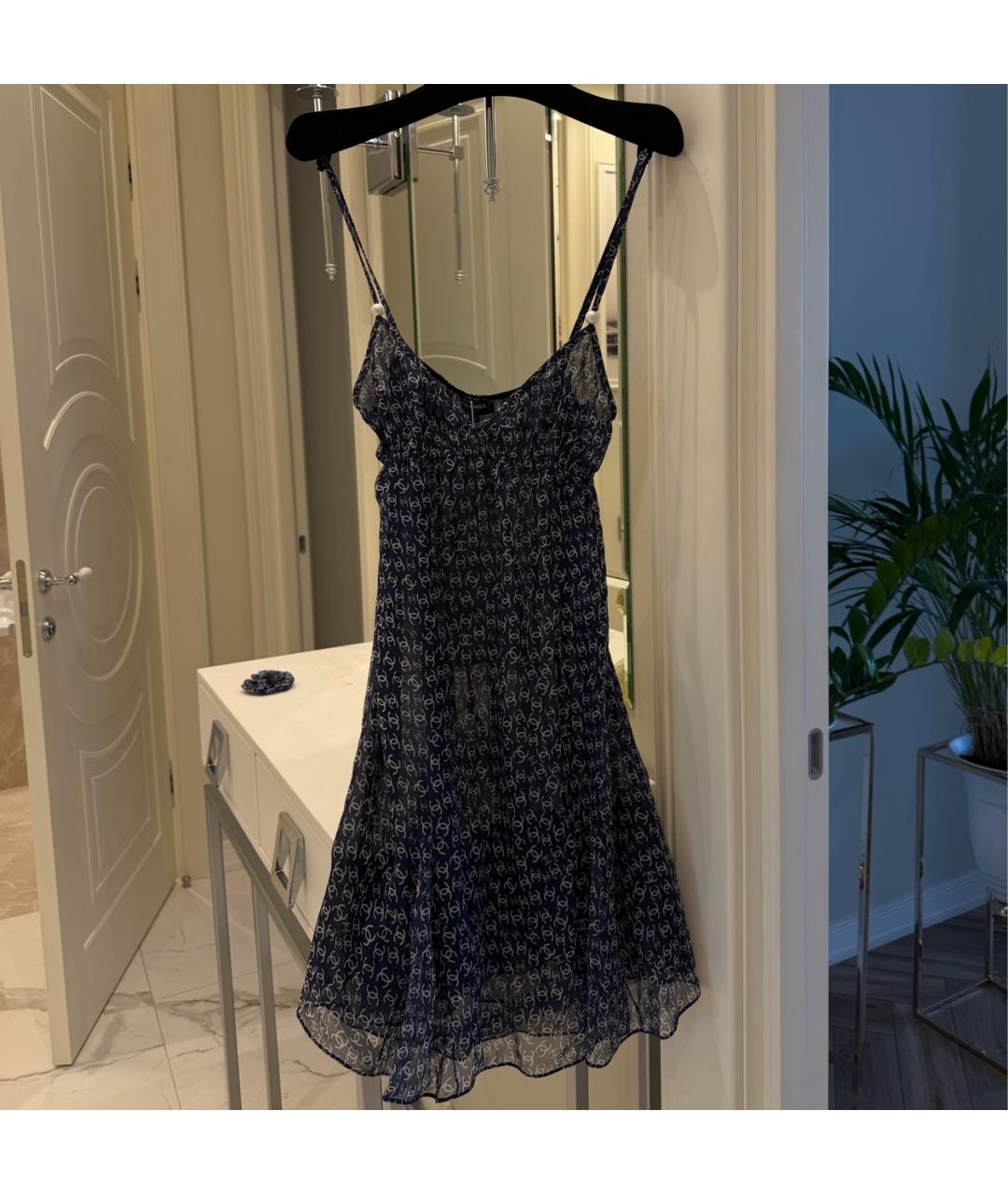 CHANEL Темно-синий шелковый сарафан, фото 9