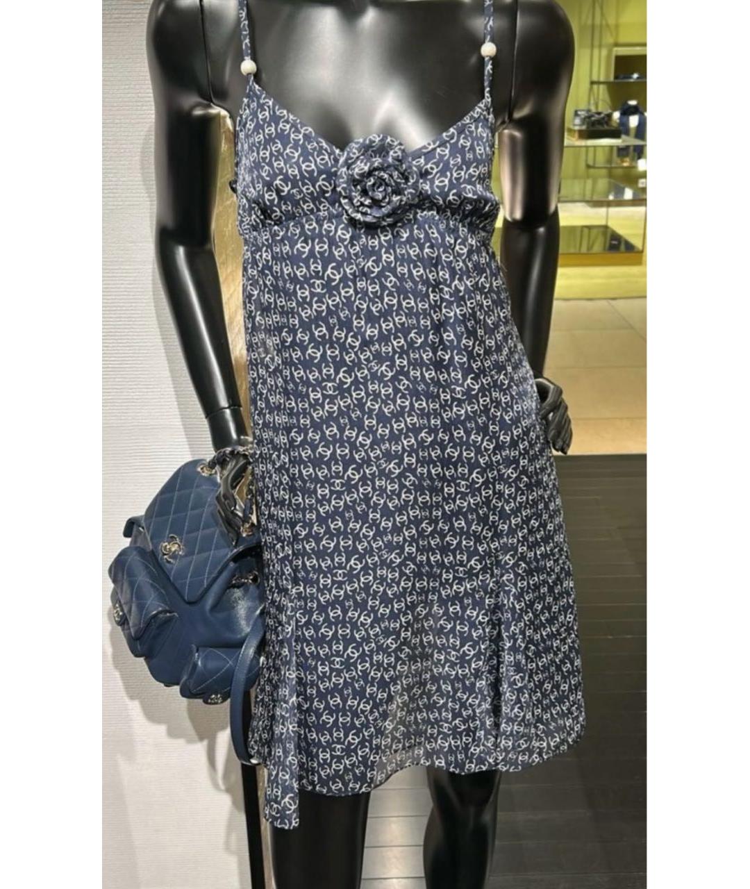 CHANEL Темно-синий шелковый сарафан, фото 5