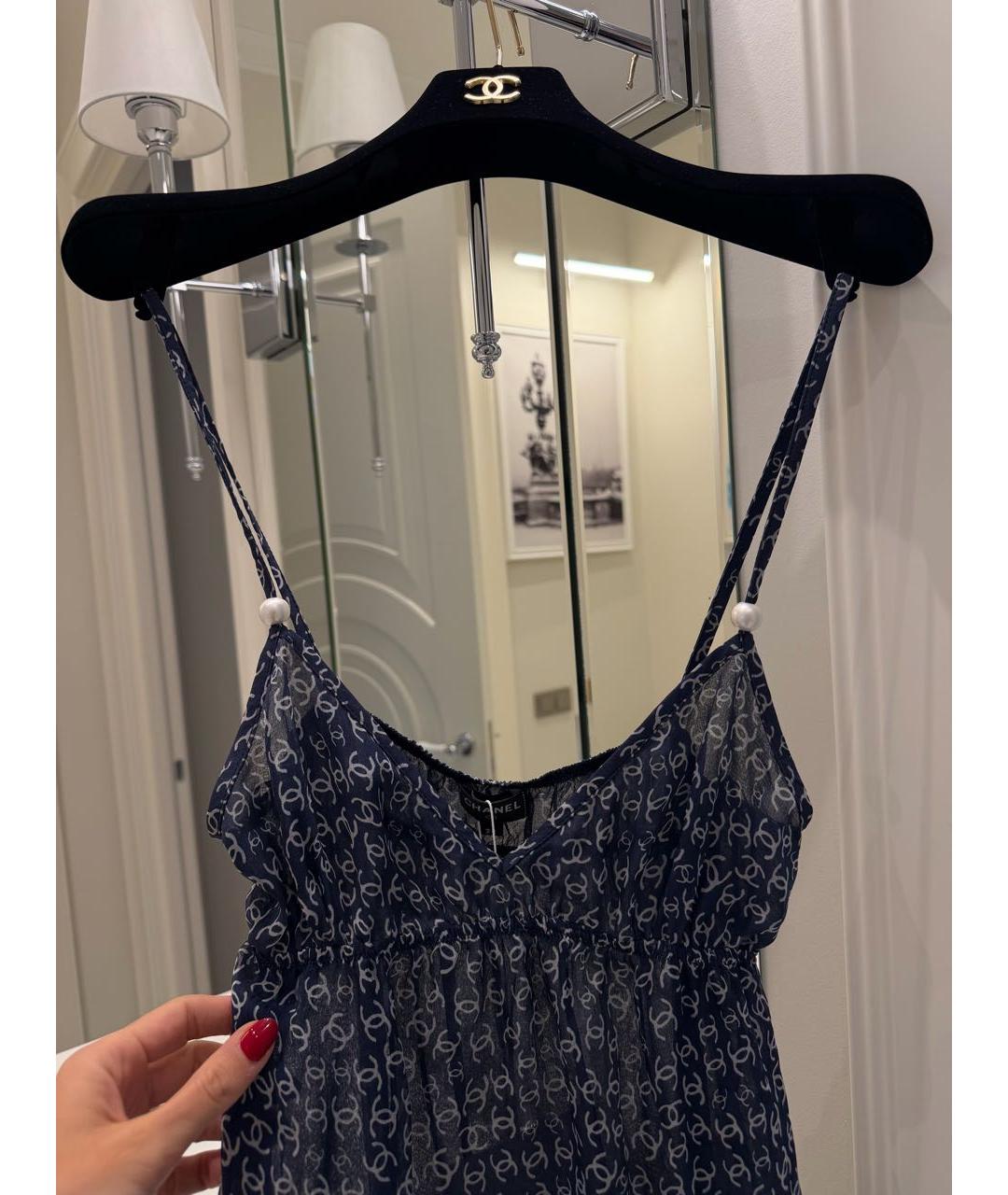 CHANEL Темно-синий шелковый сарафан, фото 2