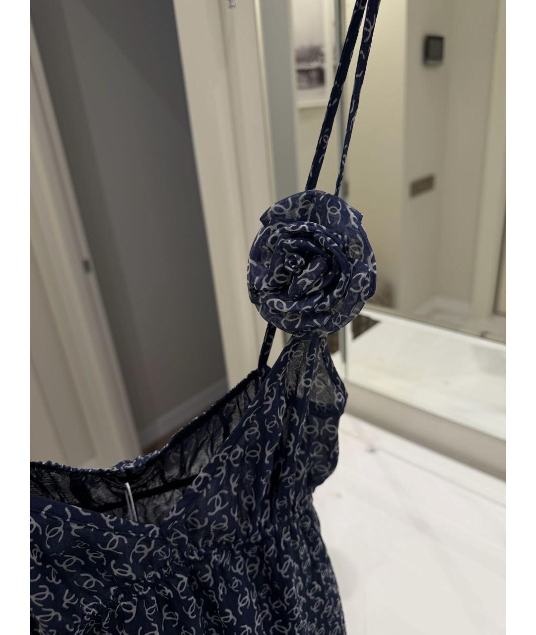 CHANEL Темно-синий шелковый сарафан, фото 4
