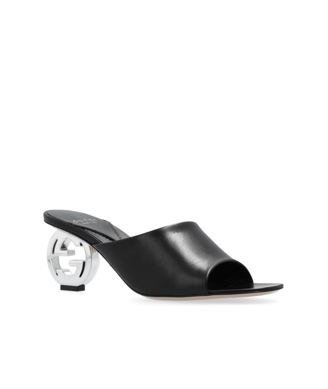 GUCCI Черные кожаные мюли, фото 2