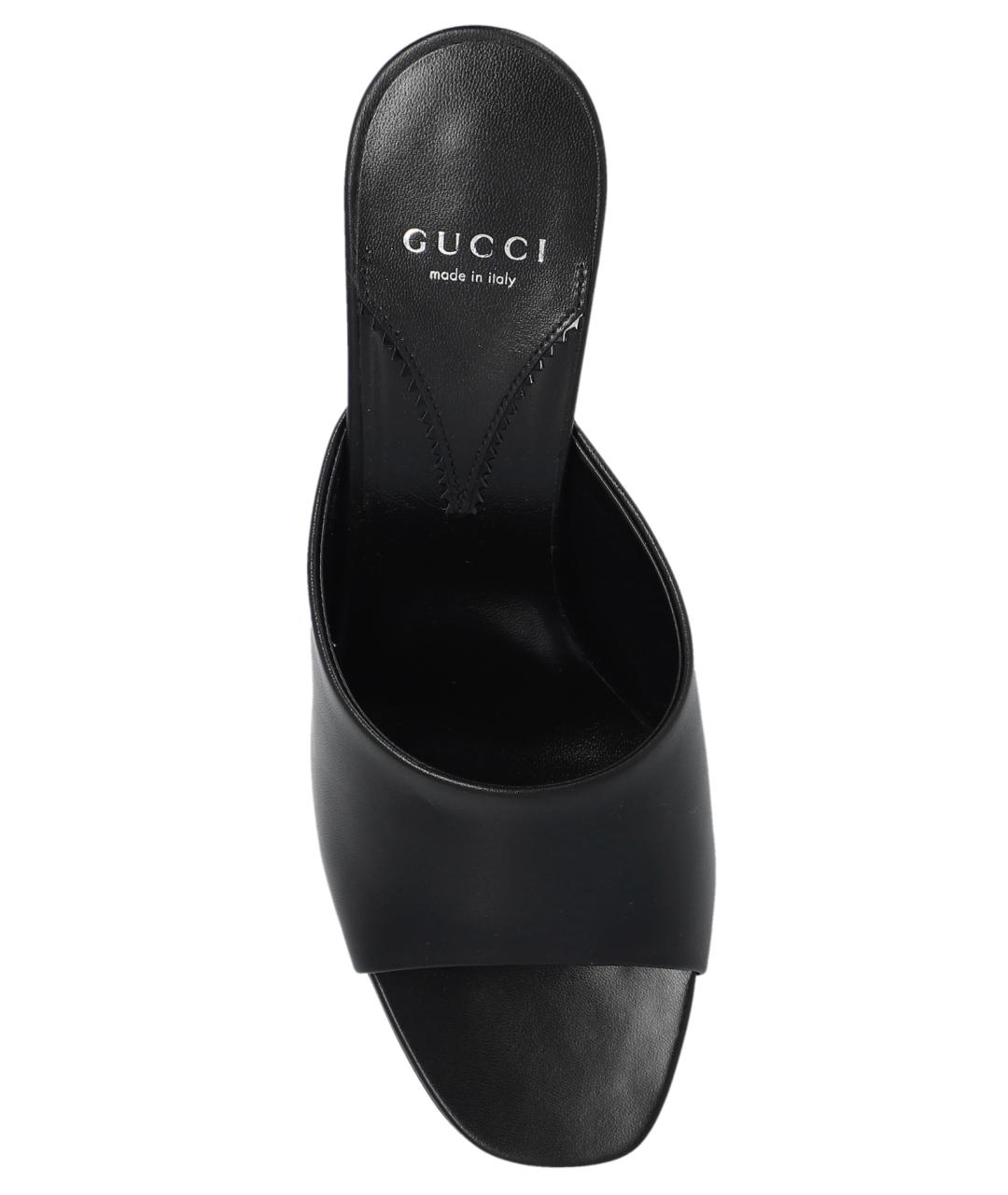 GUCCI Черные кожаные мюли, фото 3