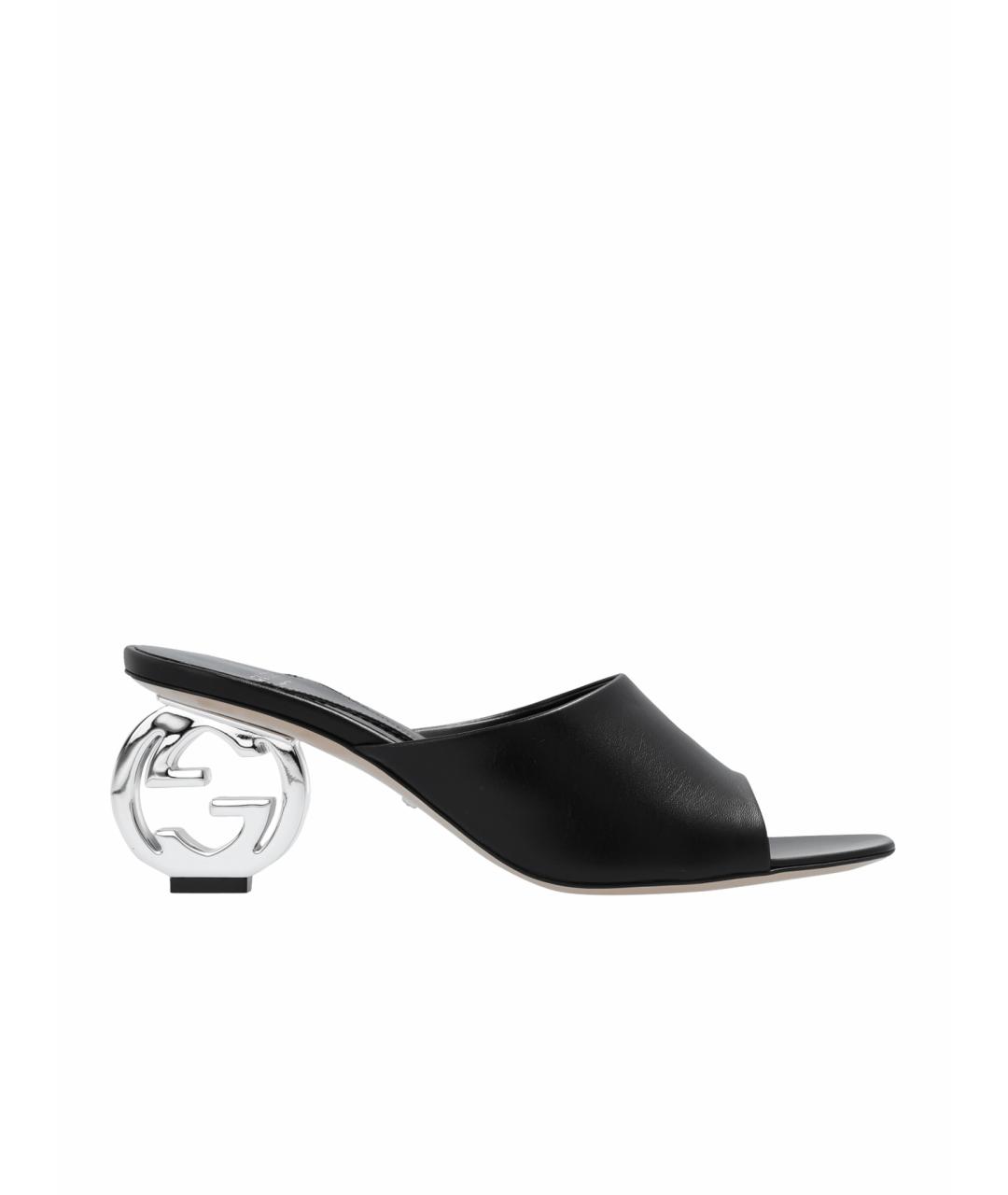 GUCCI Черные кожаные мюли, фото 1