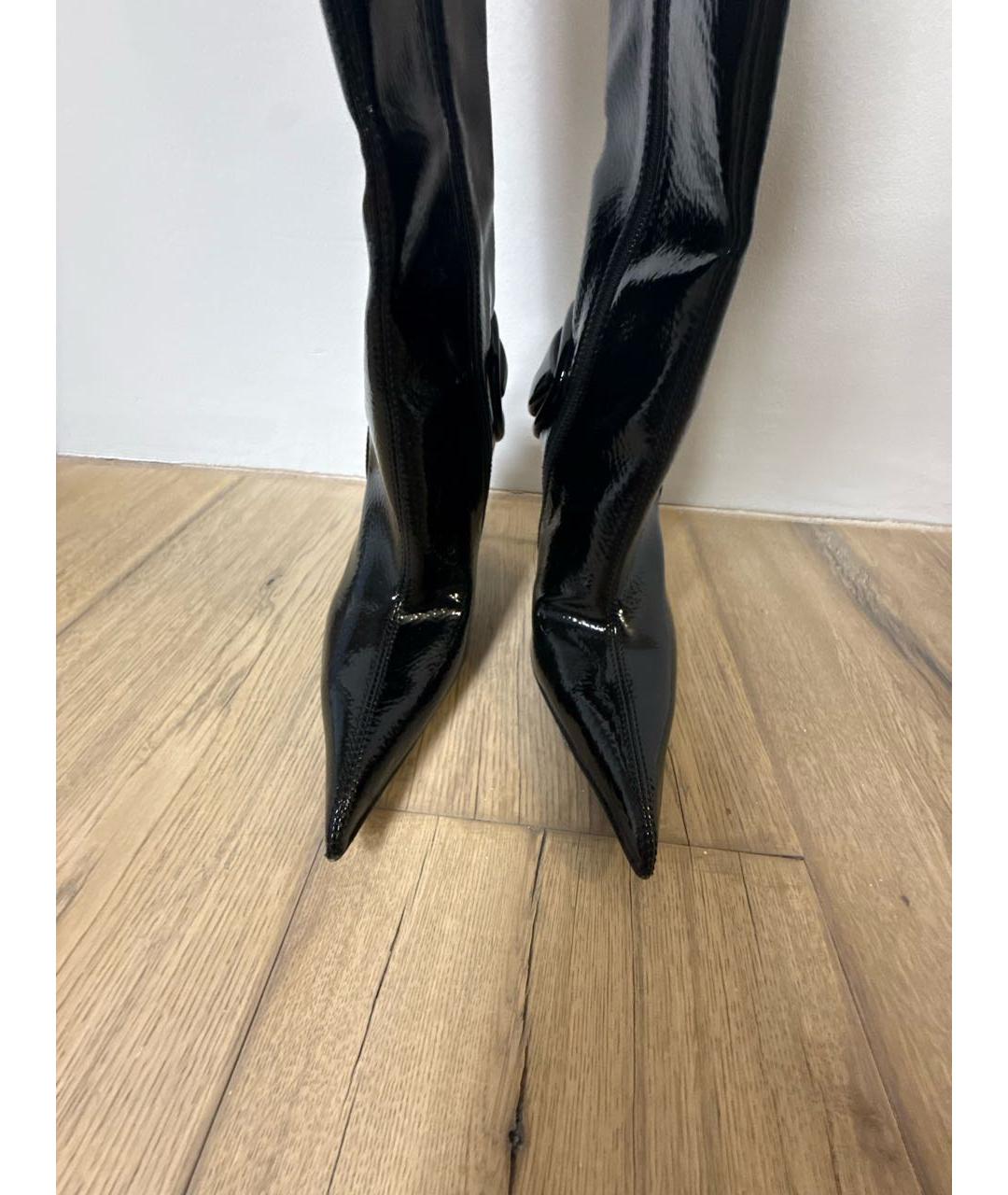 DIESEL Черные сапоги из лакированной кожи, фото 3