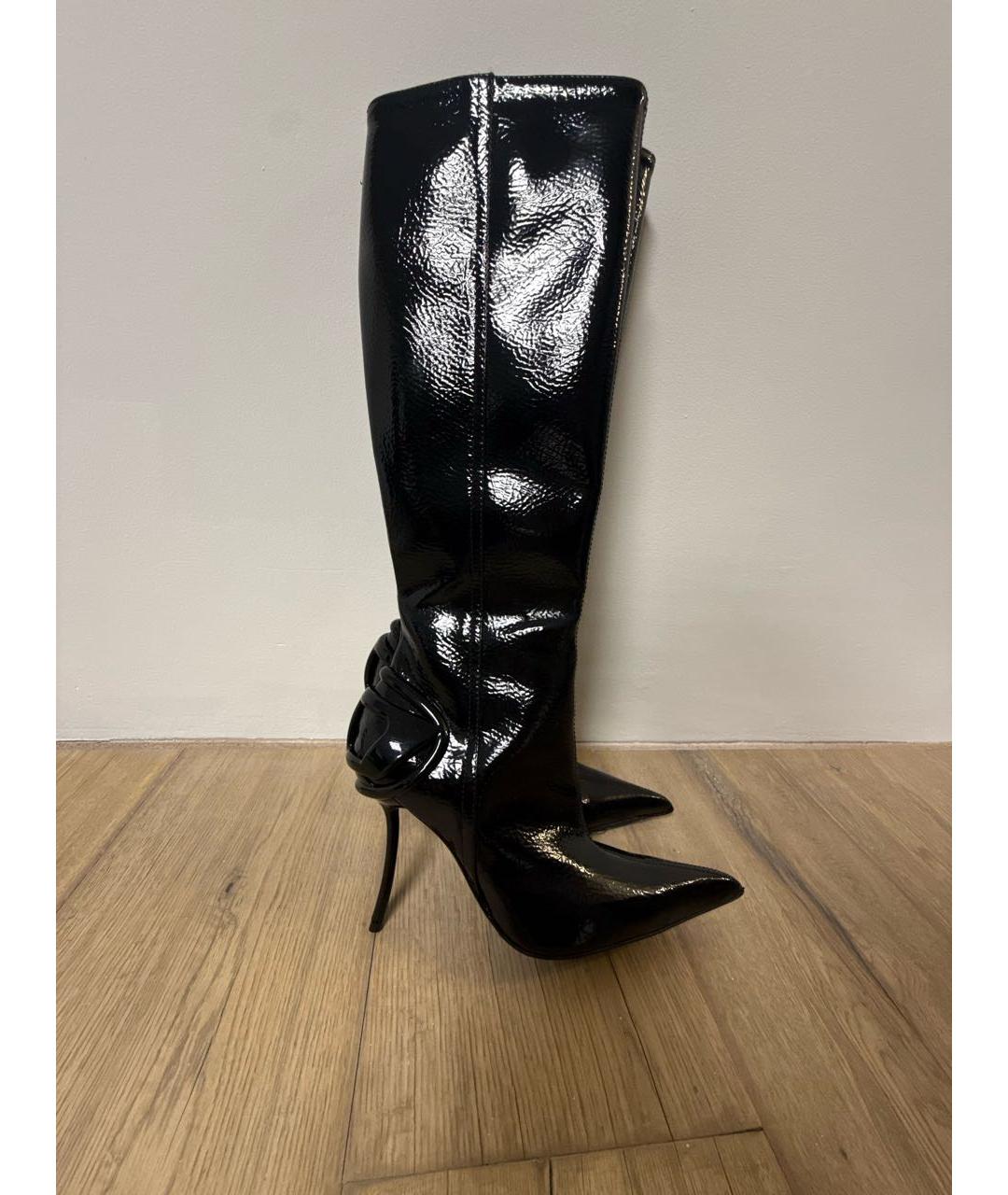 DIESEL Черные сапоги из лакированной кожи, фото 5