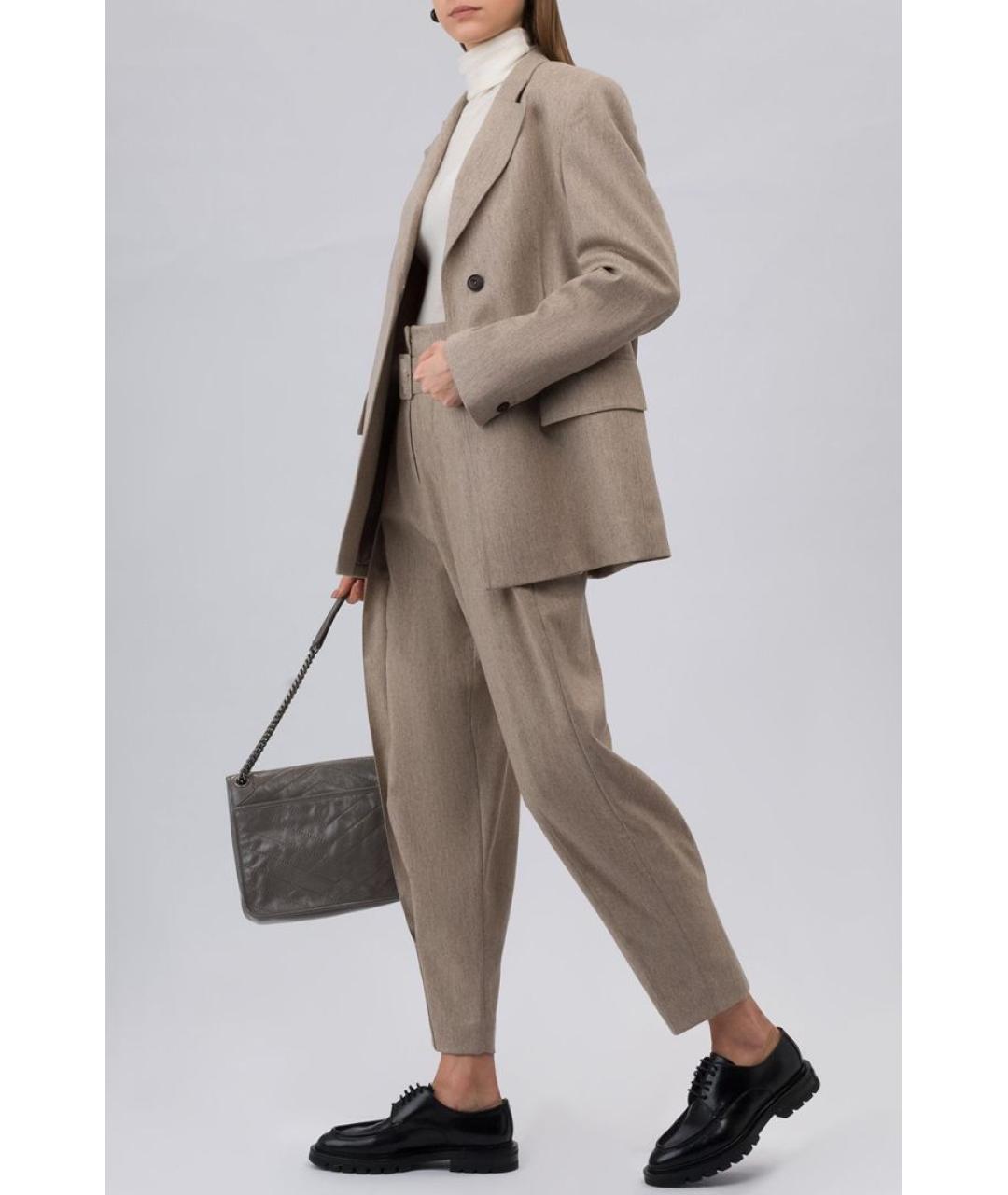 LOW CLASSIC Бежевые прямые брюки, фото 4