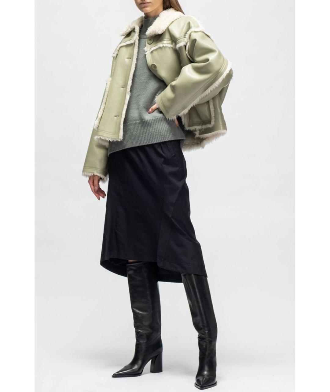 STAND STUDIO Зеленая дубленка, фото 2