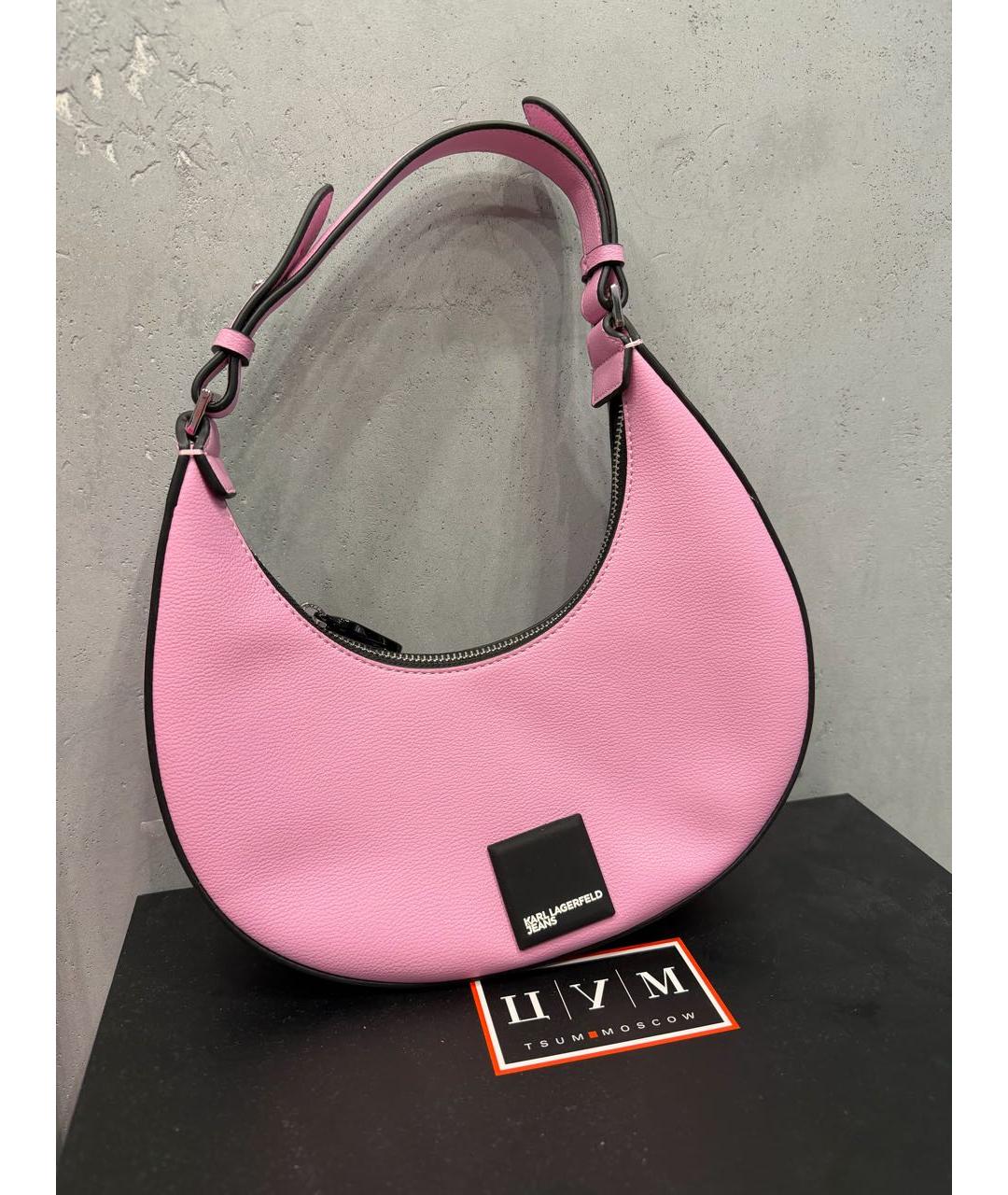 KARL LAGERFELD Розовая сумка с короткими ручками из искусственной кожи, фото 5