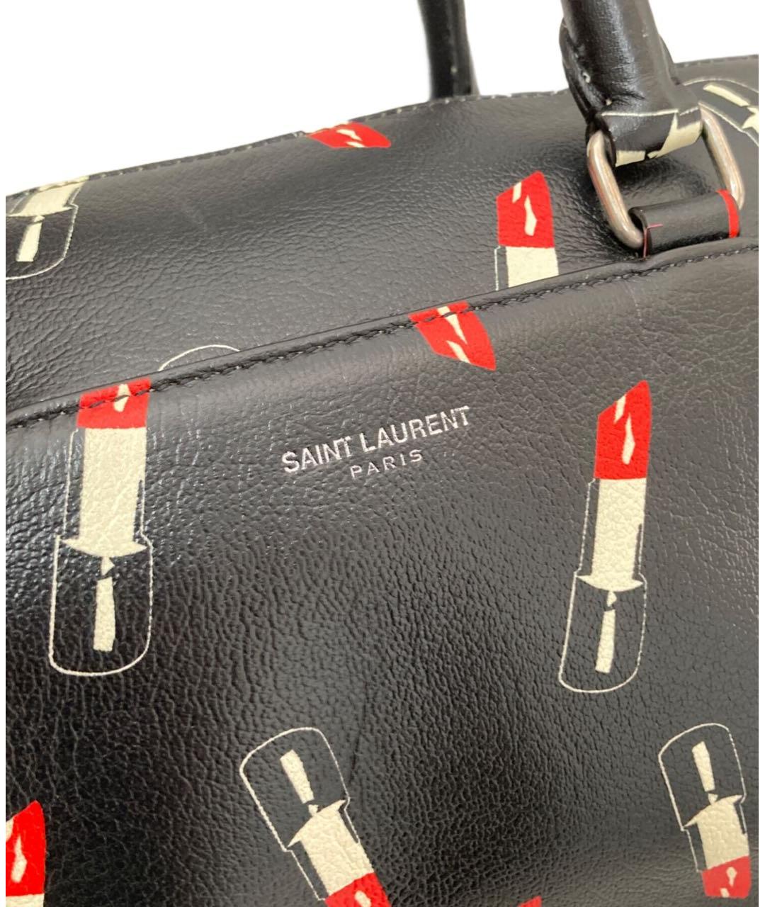 SAINT LAURENT Черная кожаная сумка с короткими ручками, фото 7