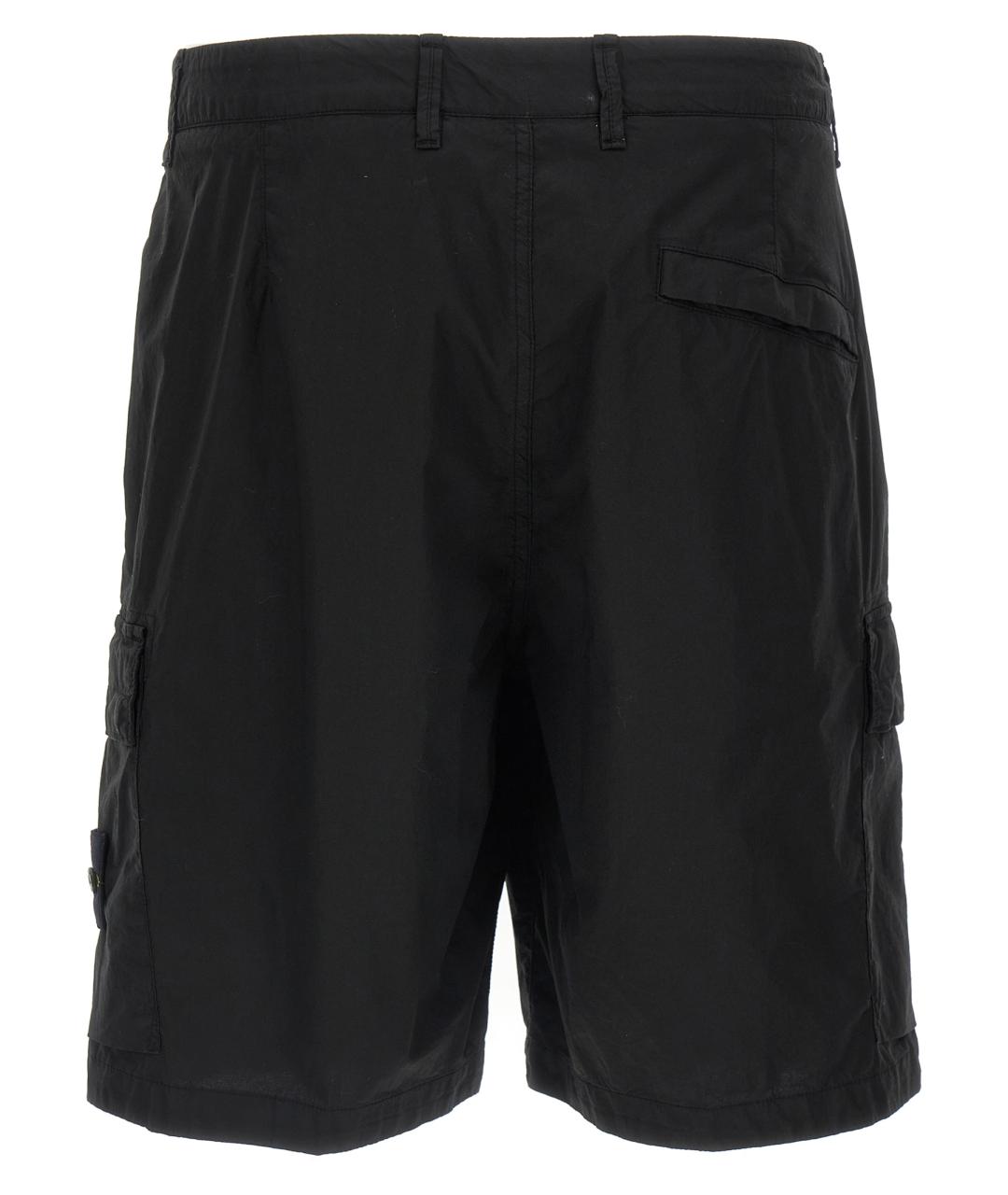 STONE ISLAND Черные хлопковые шорты, фото 2