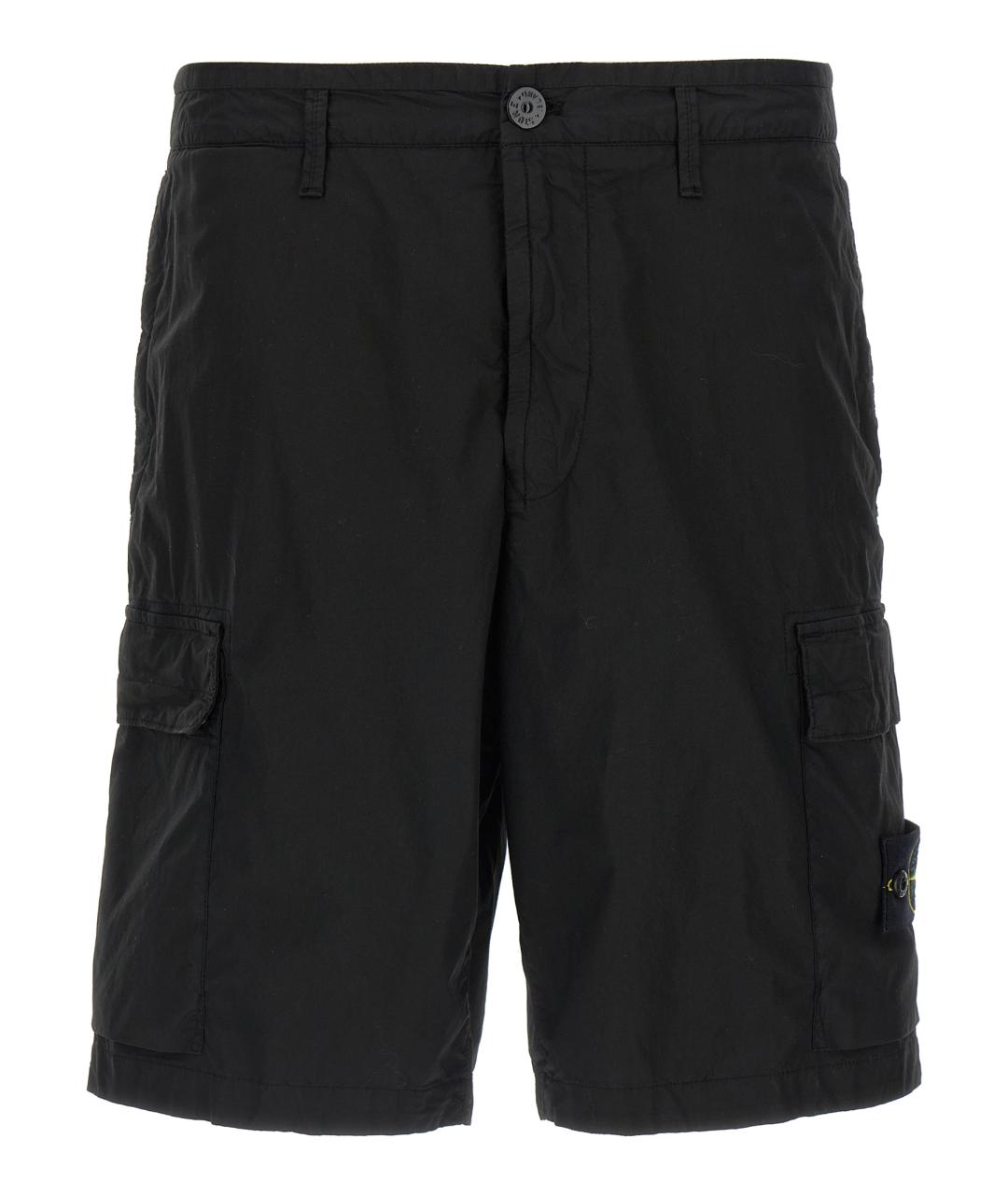 STONE ISLAND Черные хлопковые шорты, фото 1
