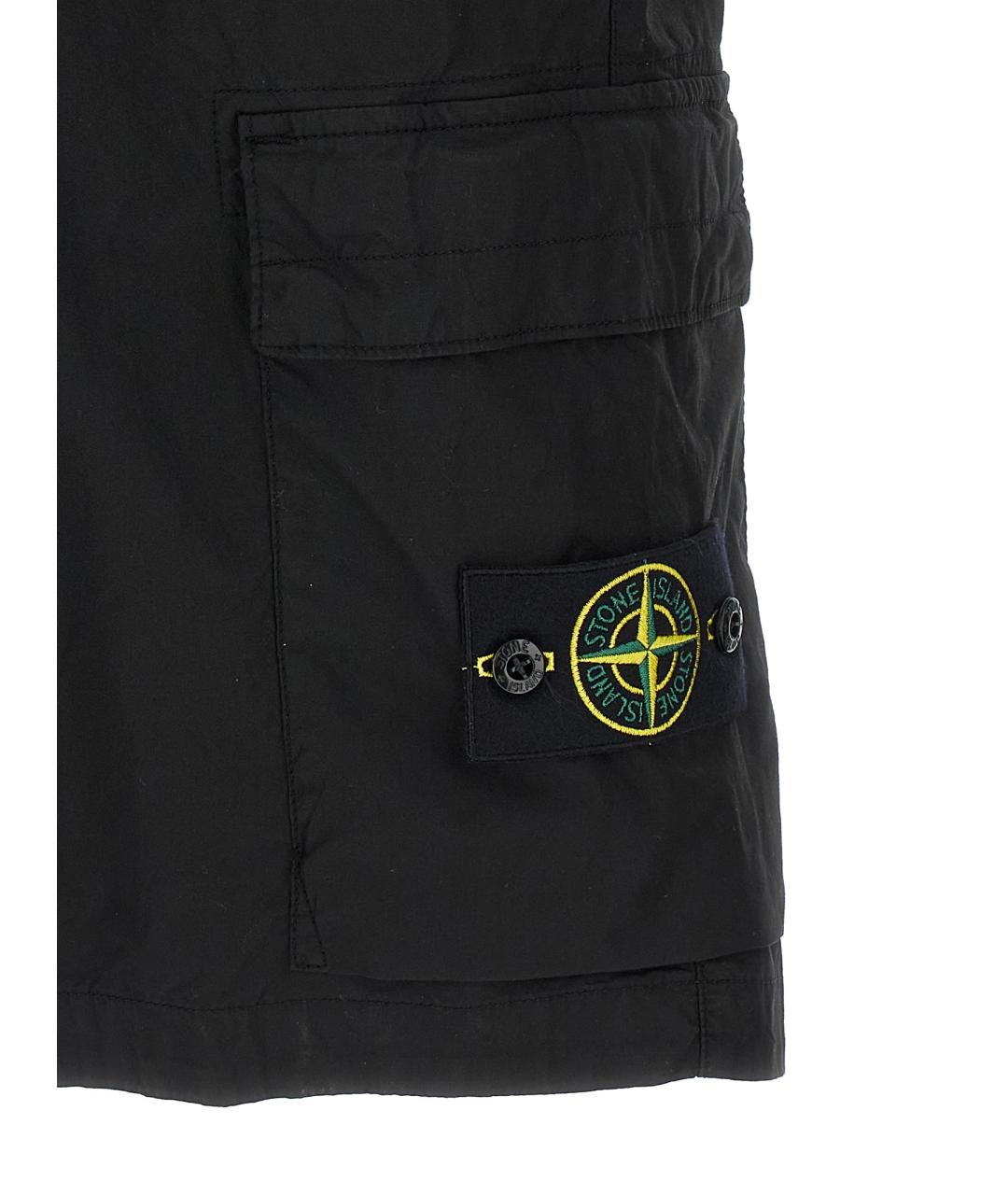 STONE ISLAND Черные хлопковые шорты, фото 5