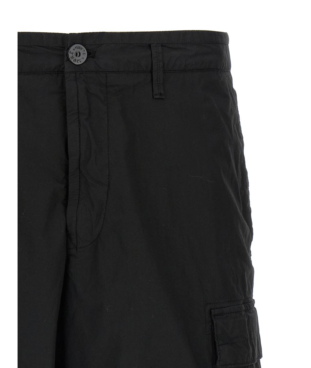 STONE ISLAND Черные хлопковые шорты, фото 3