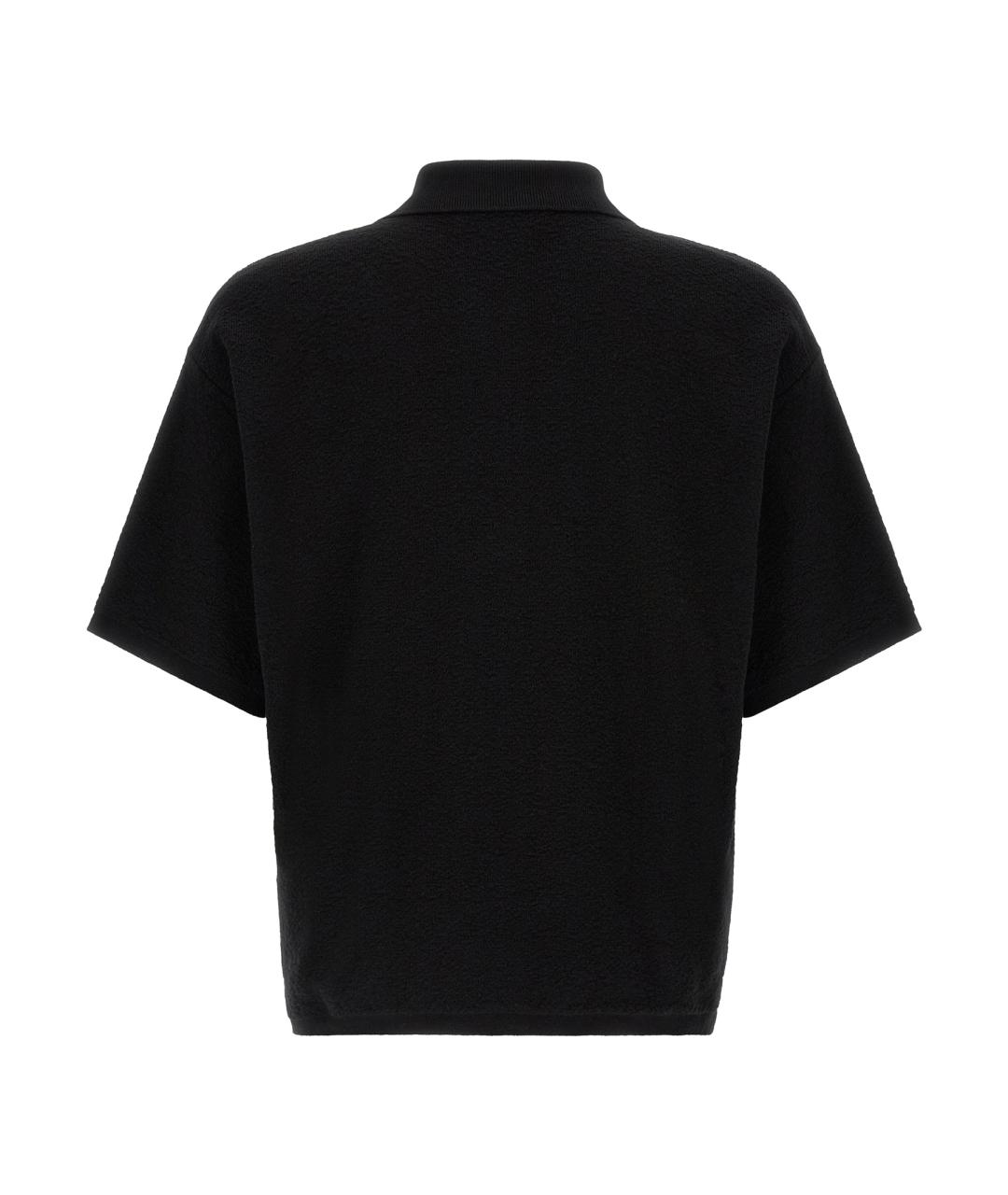 STONE ISLAND Черное хлопковое поло с коротким рукавом, фото 2