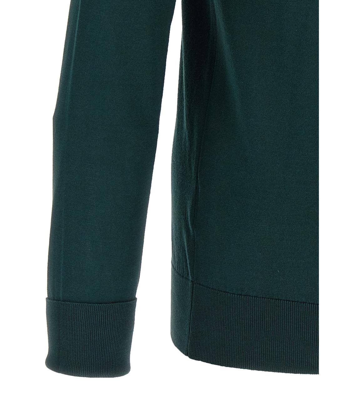 JOHN SMEDLEY Зеленые хлопковое поло с длинным рукавом, фото 4