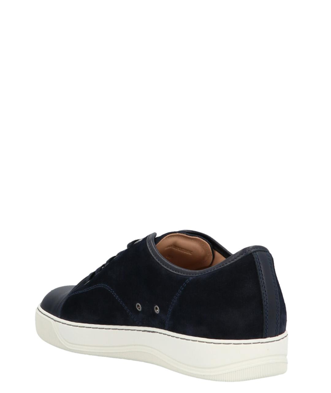 LANVIN Темно-синие замшевые низкие кроссовки / кеды, фото 2