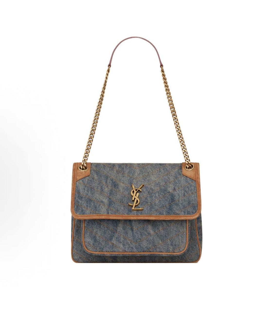 SAINT LAURENT Темно-синяя деним сумка через плечо, фото 4