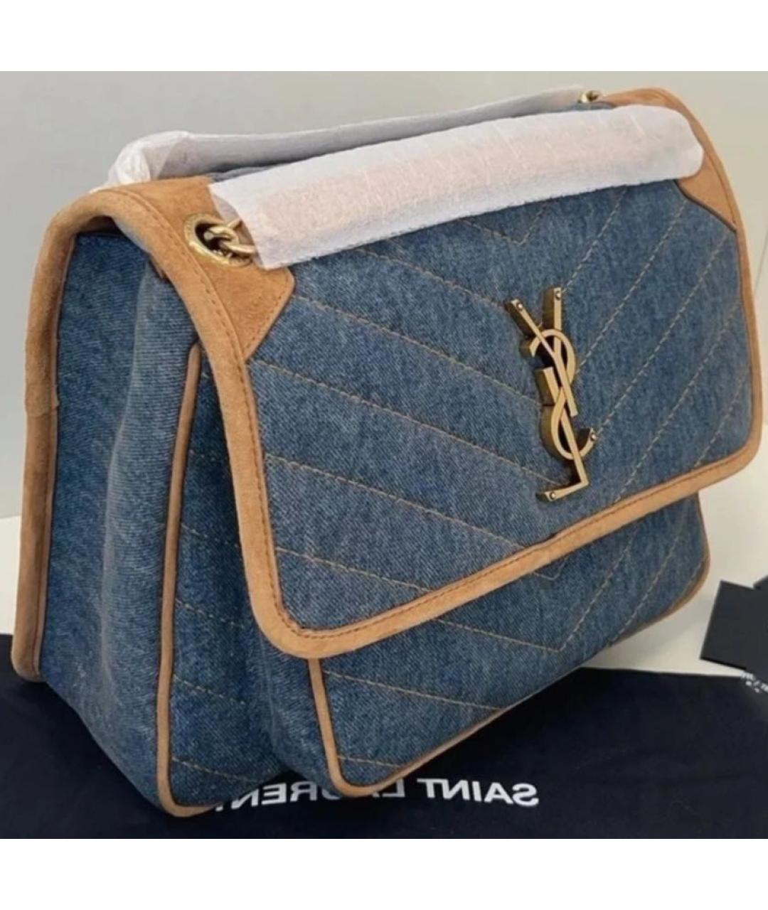 SAINT LAURENT Темно-синяя деним сумка через плечо, фото 3