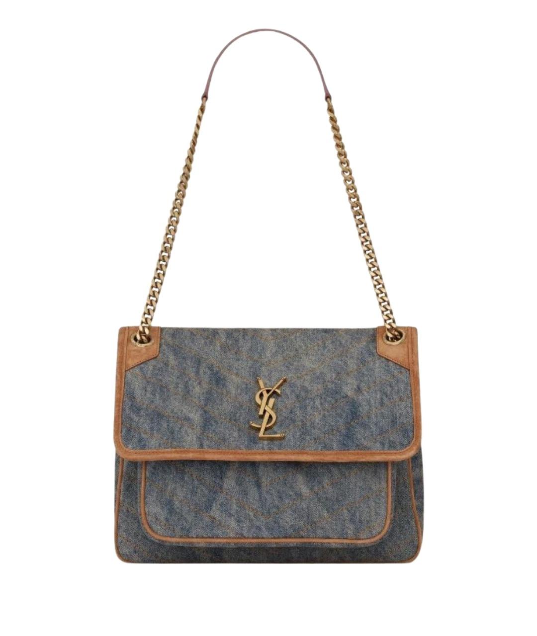 SAINT LAURENT Темно-синяя деним сумка через плечо, фото 1