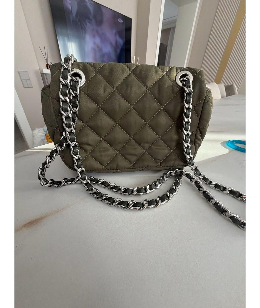 MOSCHINO Хаки тканевая сумка через плечо, фото 3