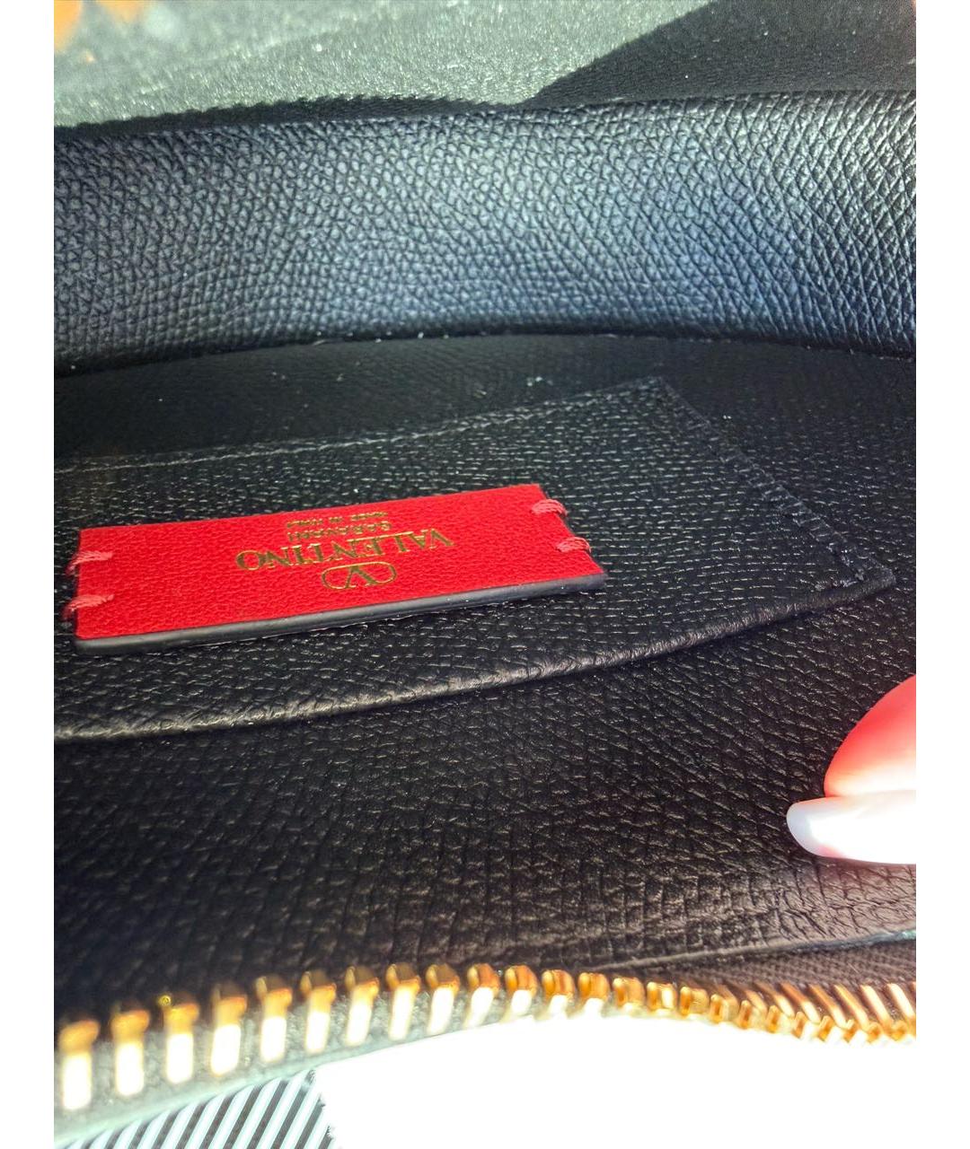 VALENTINO Черная кожаная сумка с короткими ручками, фото 4