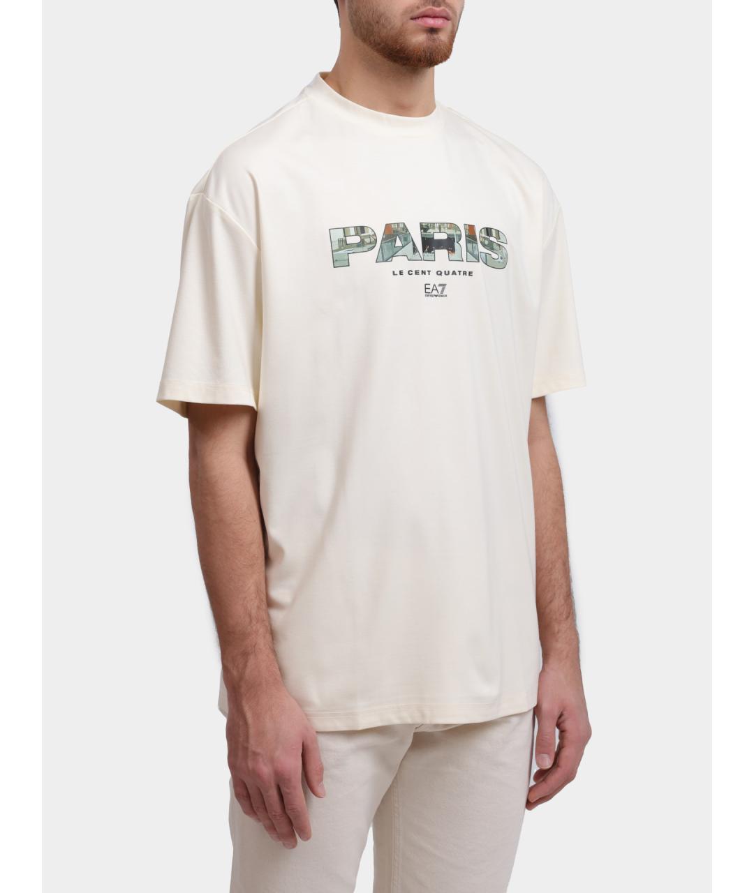 EA7 Белая хлопковая футболка, фото 4