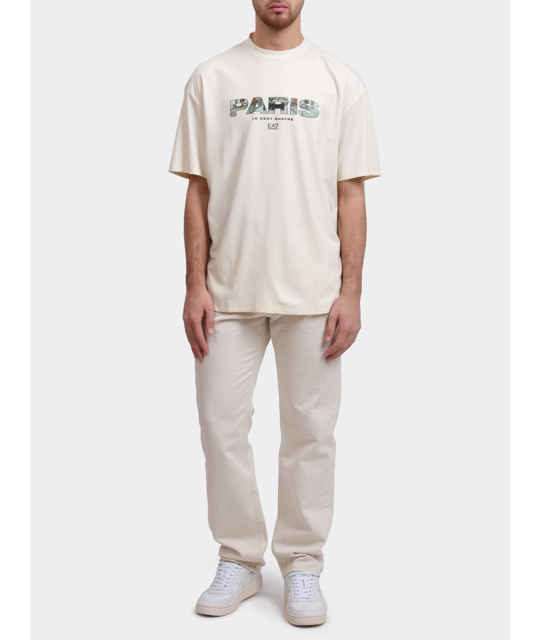EA7 Белая хлопковая футболка, фото 2