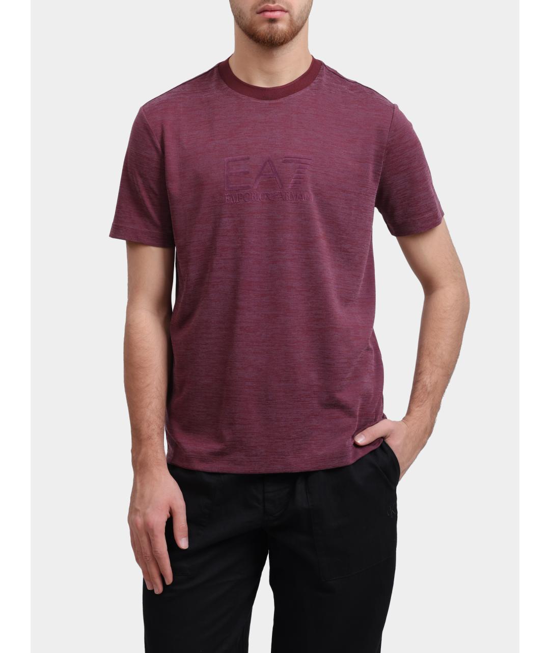 EA7 Бордовая хлопковая футболка, фото 5
