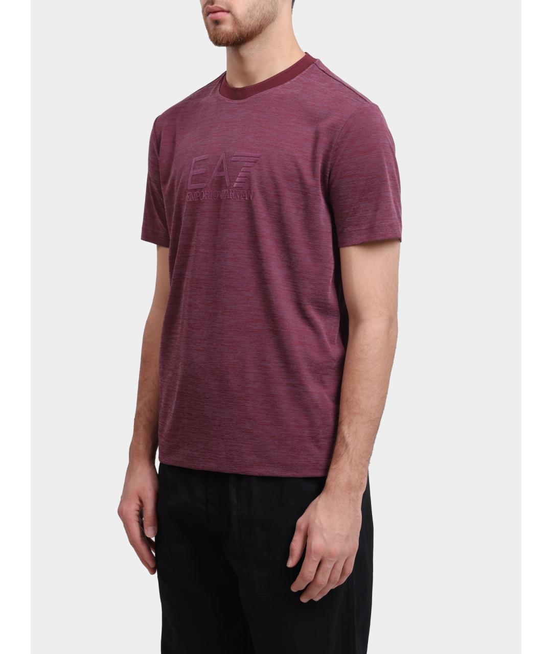 EA7 Бордовая хлопковая футболка, фото 2