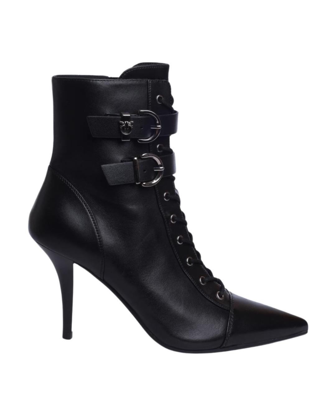 PINKO Черные кожаные ботильоны, фото 1