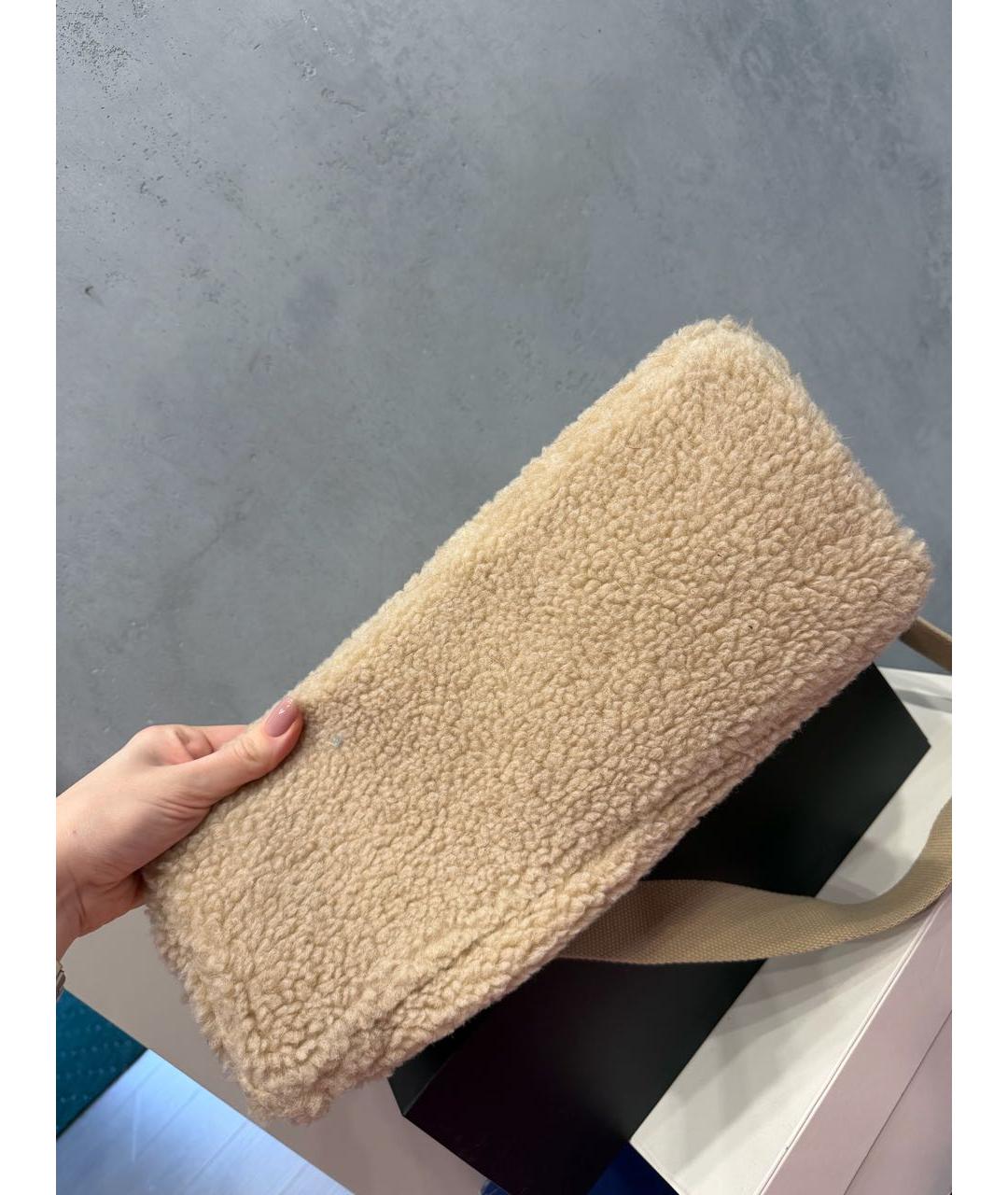 COCCINELLE Бежевая шерстяная сумка через плечо, фото 7