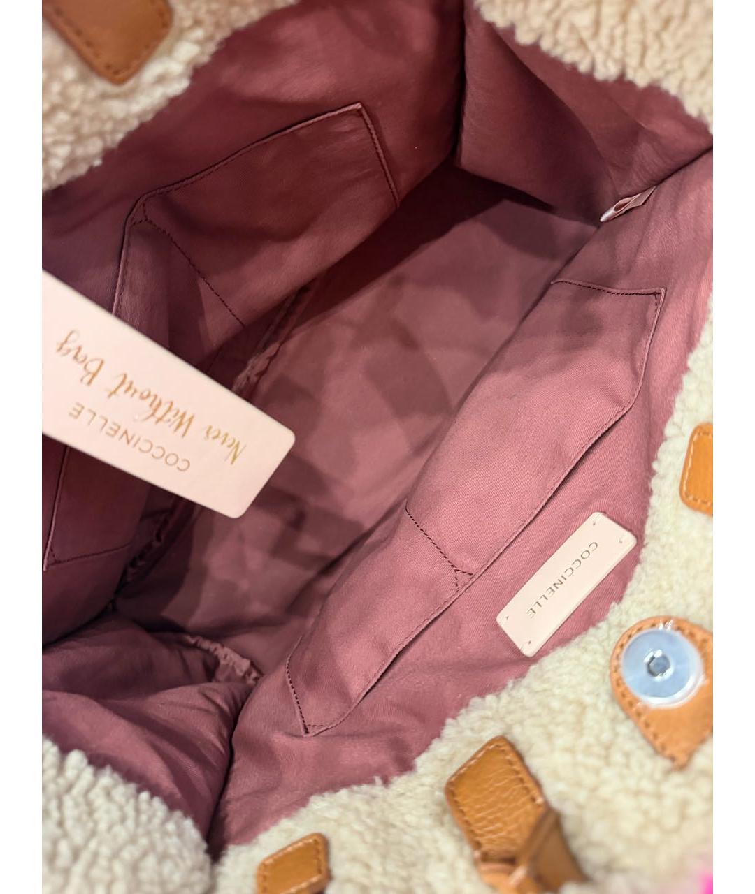 COCCINELLE Бежевая шерстяная сумка через плечо, фото 8