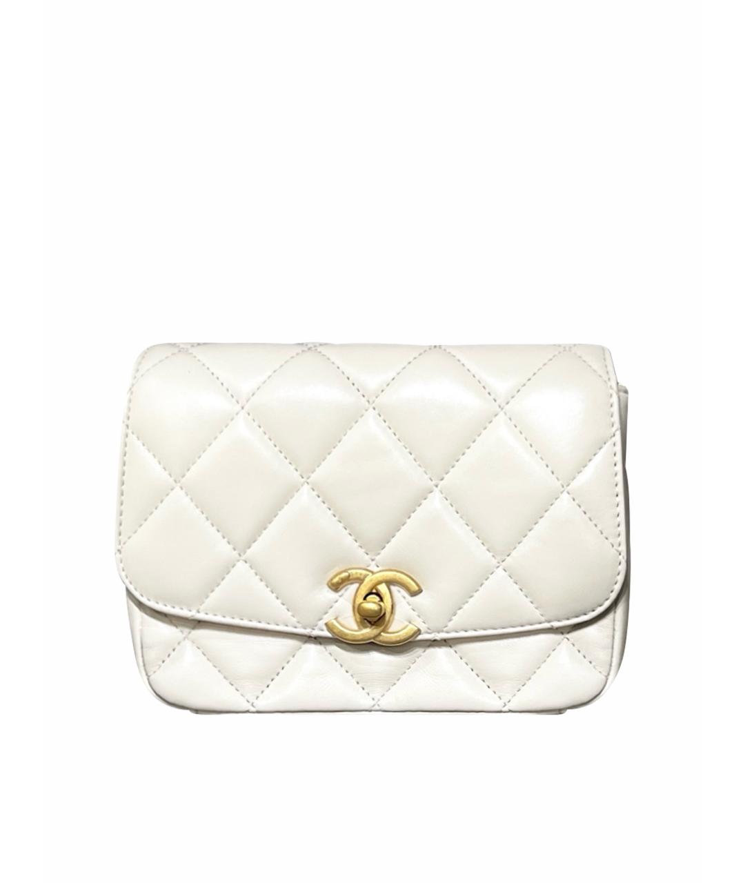 CHANEL Белая кожаная сумка через плечо, фото 1