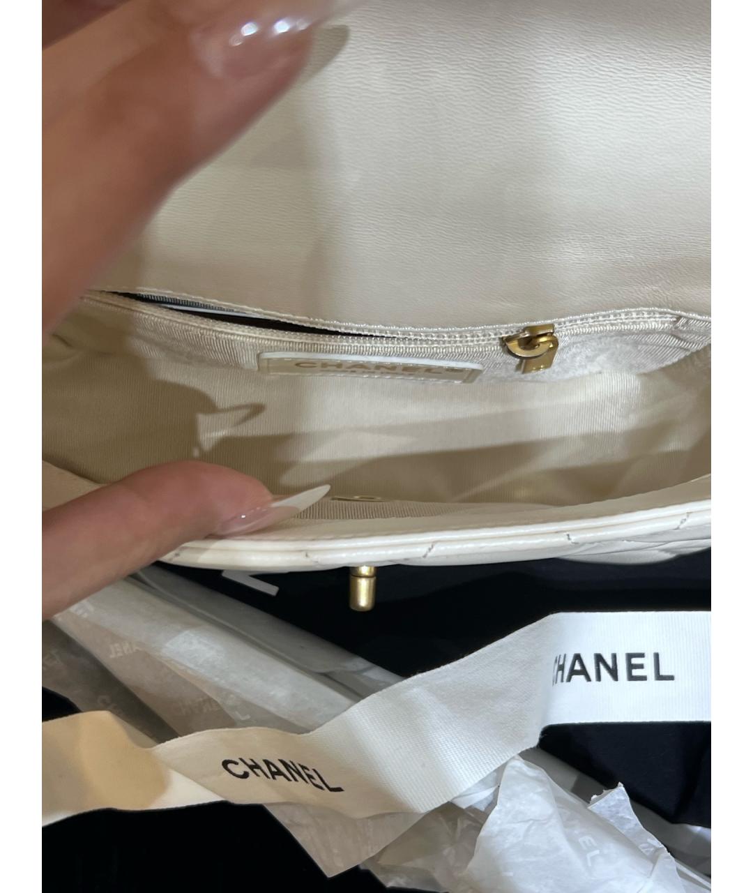 CHANEL Белая кожаная сумка через плечо, фото 5